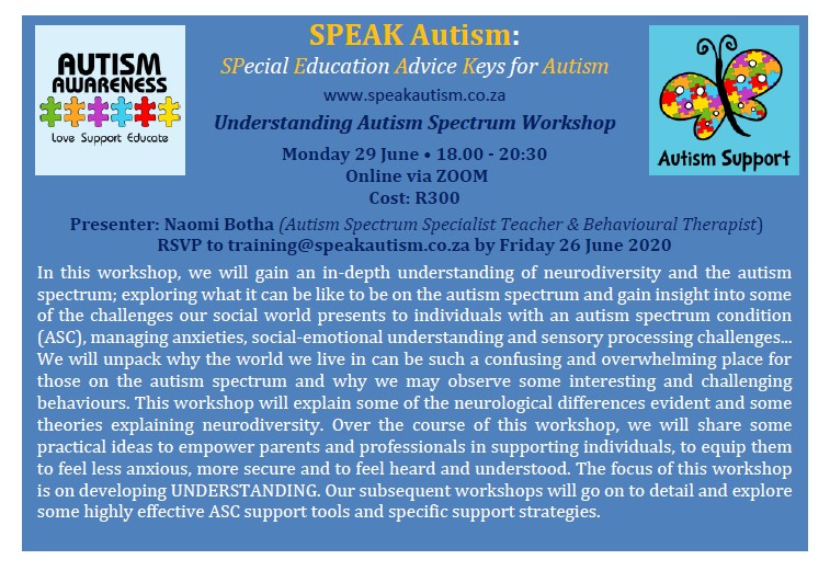 Understanding Autism Spectrum 29 June 2020 Zoom Invite Understanding Autism Spectrum 29 June 2020 Zoom Invite