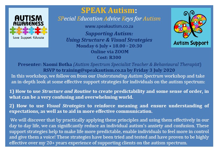 Using Structure & Visual Strategies 6 July 2020 Zoom Invite Using Structure & Visual Strategies 6 July 2020 Zoom Invite